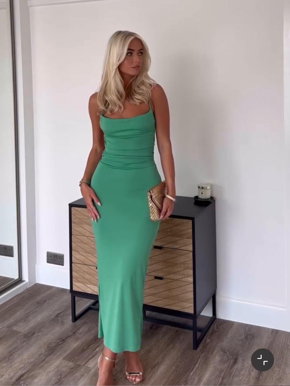 ZARA Green Draped open back mid Dress - Classic Women's Dress